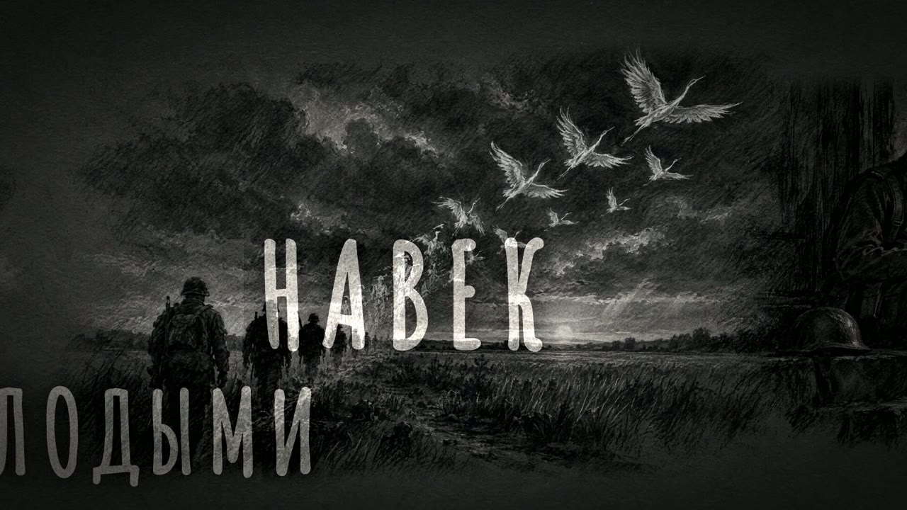 Стая голубей над полем: «Навек»